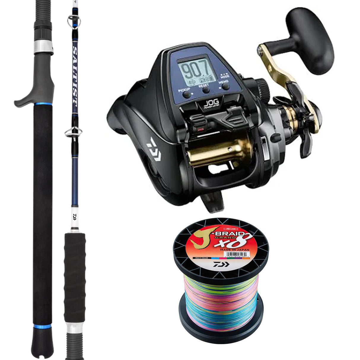 Daiwa Tanacom 500/ Daiwa Saltist Hyper Rod B5'3"-pe5/6/ Daiwa J-Braid 40lb Bulk Spooling - Multicolour