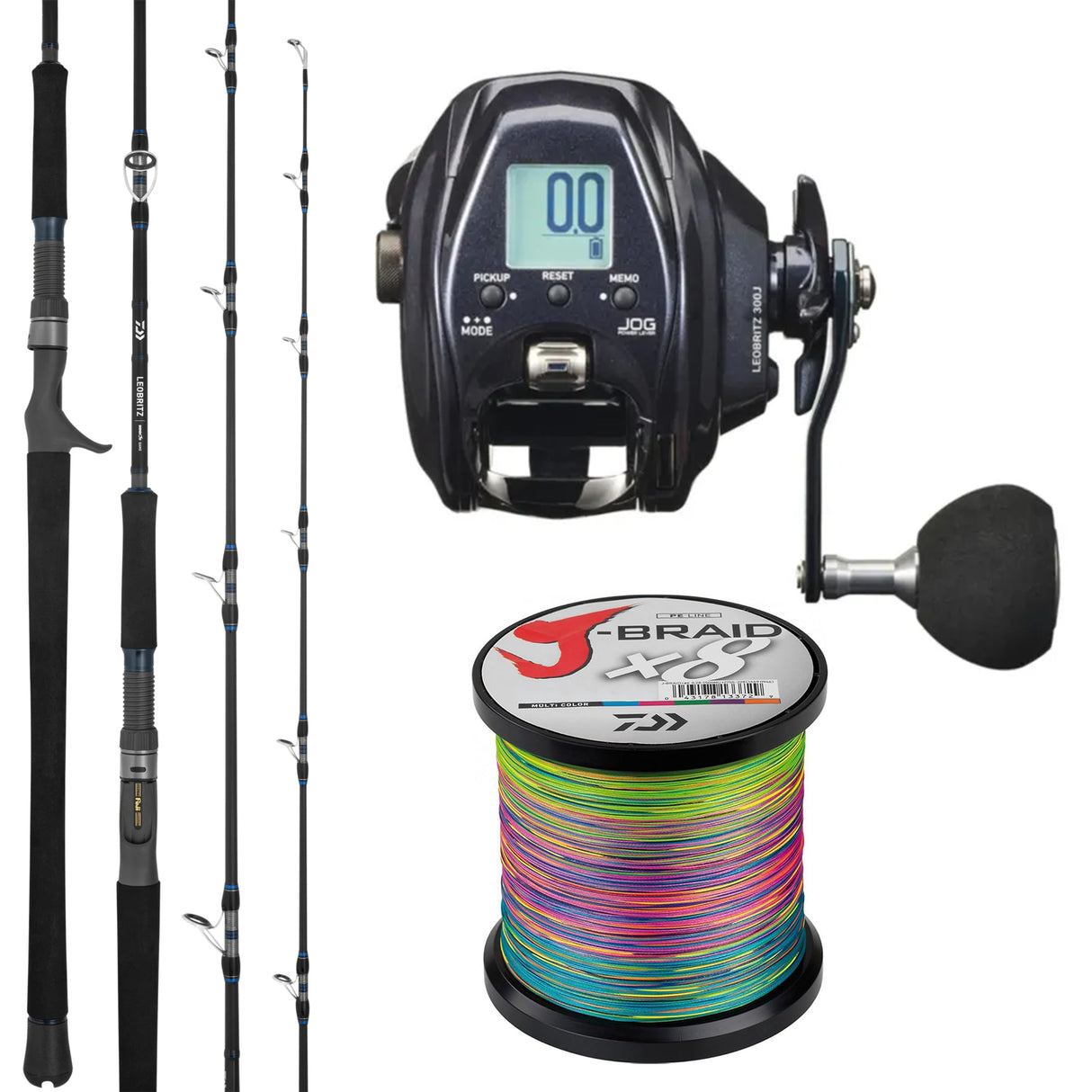 Daiwa Leobritz 300J/ Daiwa Leobritz DG (Dendoh Game) B6'3" pe3/4/ Daiwa J-Braid 30lb Bulk Spooling - Multicolour