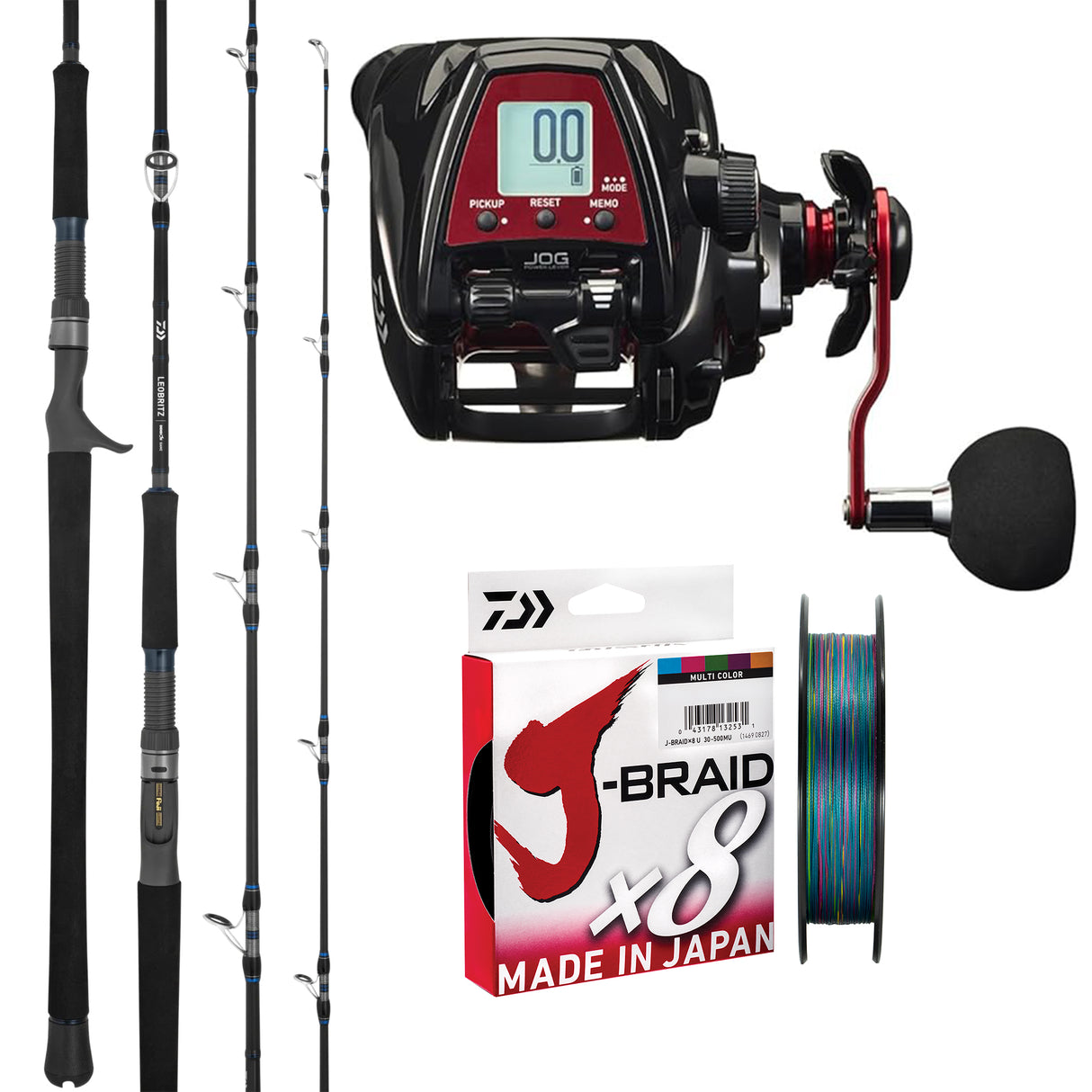 Daiwa Leobritz S500JP/ Daiwa 25 Leobritz DG Rod B6'3" pe5/6/ Daiwa J-Braid 8 40lb Multicolour - 500m