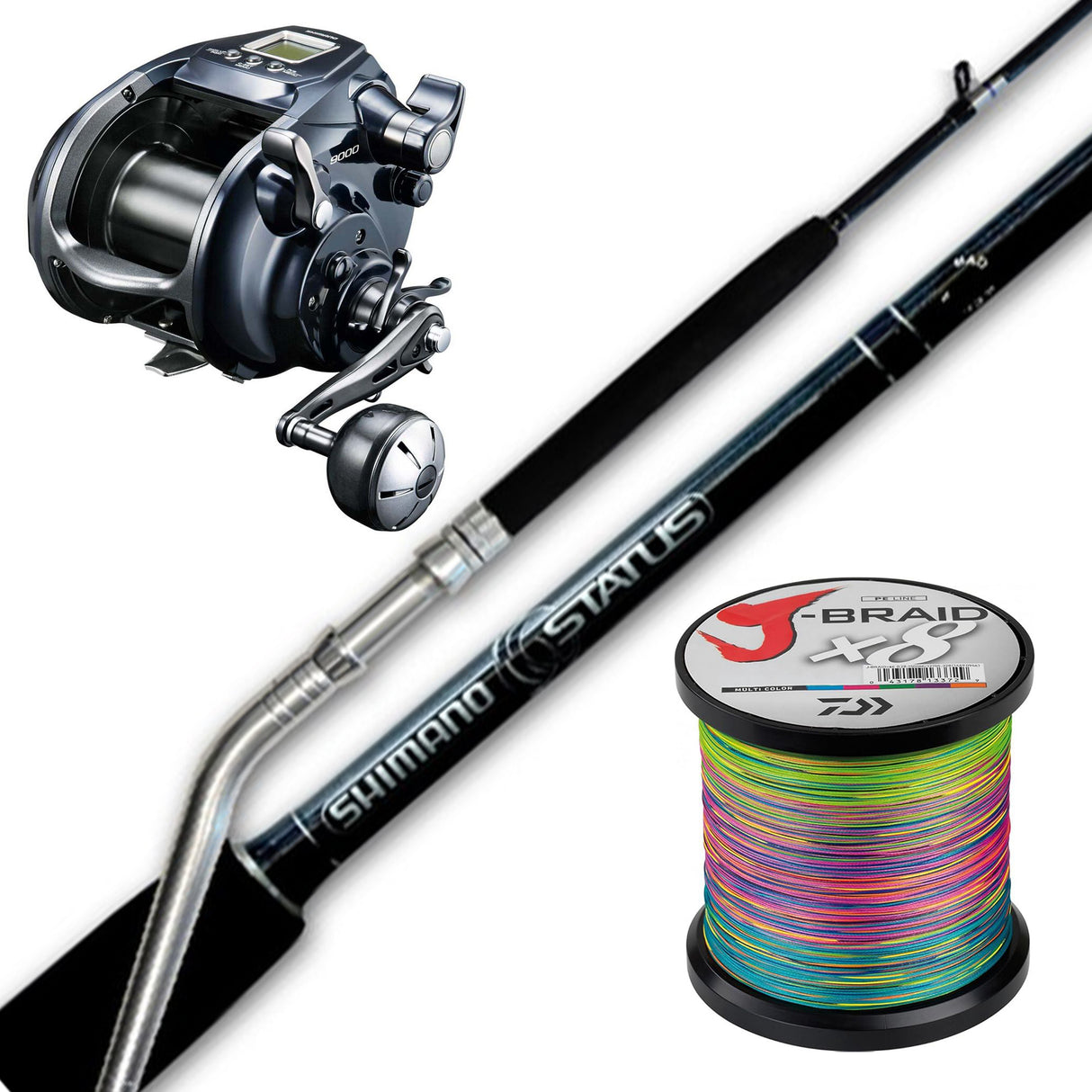 Shimano Forcemaster 9000 /Shimano Status 5'6" pe5/8/ Daiwa J-Braid 80lb Bulk Spooling - Multicolour
