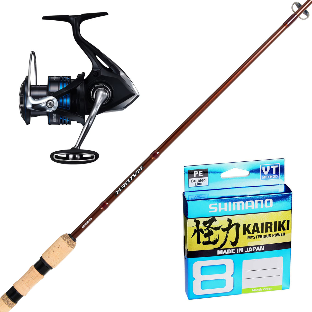 Shimano Raider Rod 7'2 2pc 1-4kg/ Catana 2500HGFE/ Shimano Kairiki 6lb 150m - Green