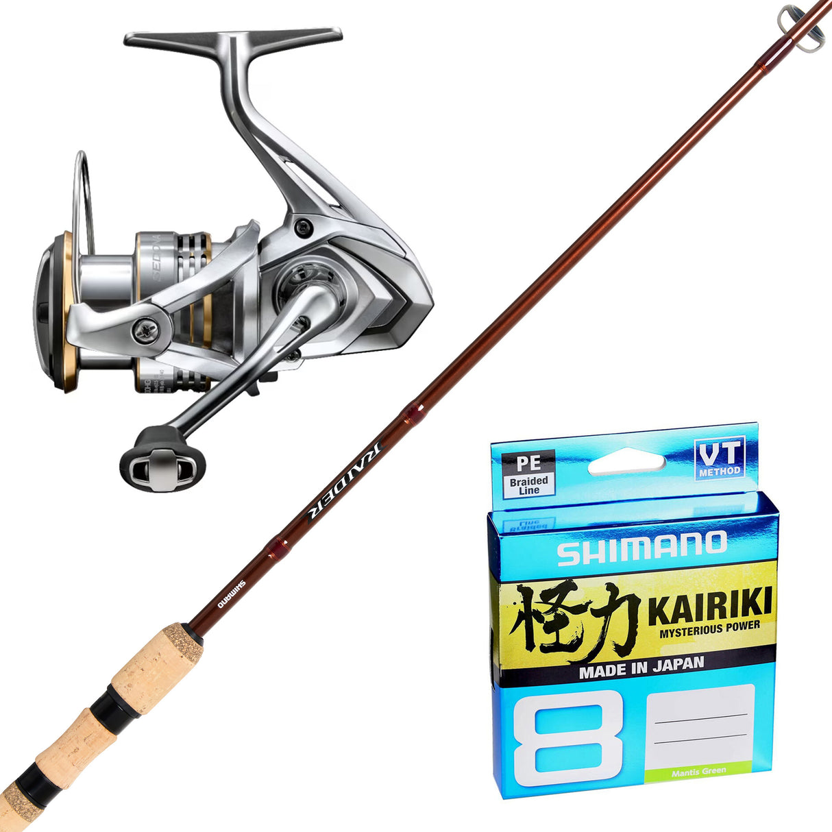 Shimano Sedona FJ 4000XG/Shimano Raider 7'4" 2pc 4-8kg/ Shimano Kairiki 20lb 300m - Green