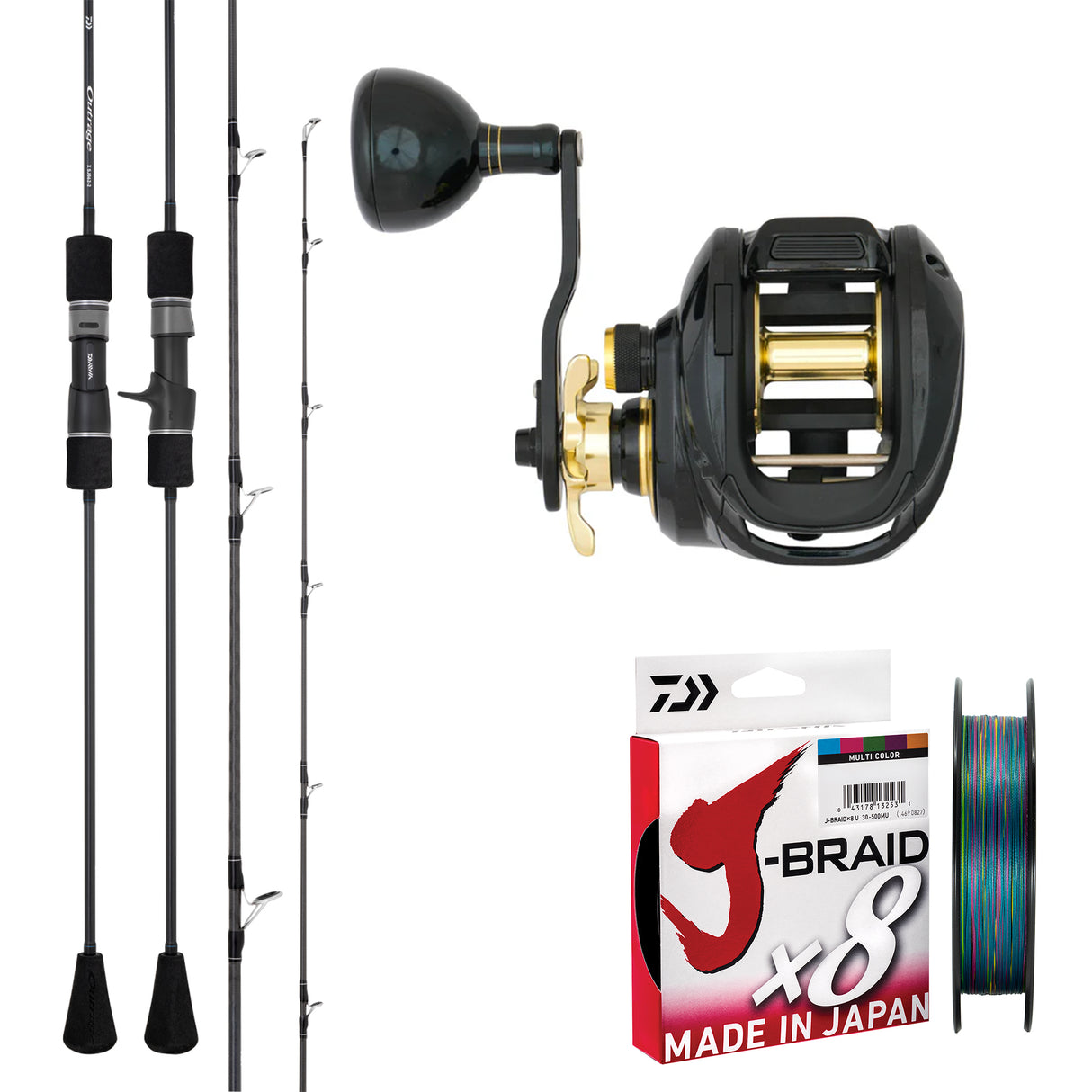 Daiwa 26 Outrage X 6'2"pe5/ Samaki Zephyr HD 300-P/ Daiwa J-Braid 50lb 300m - Multicolour