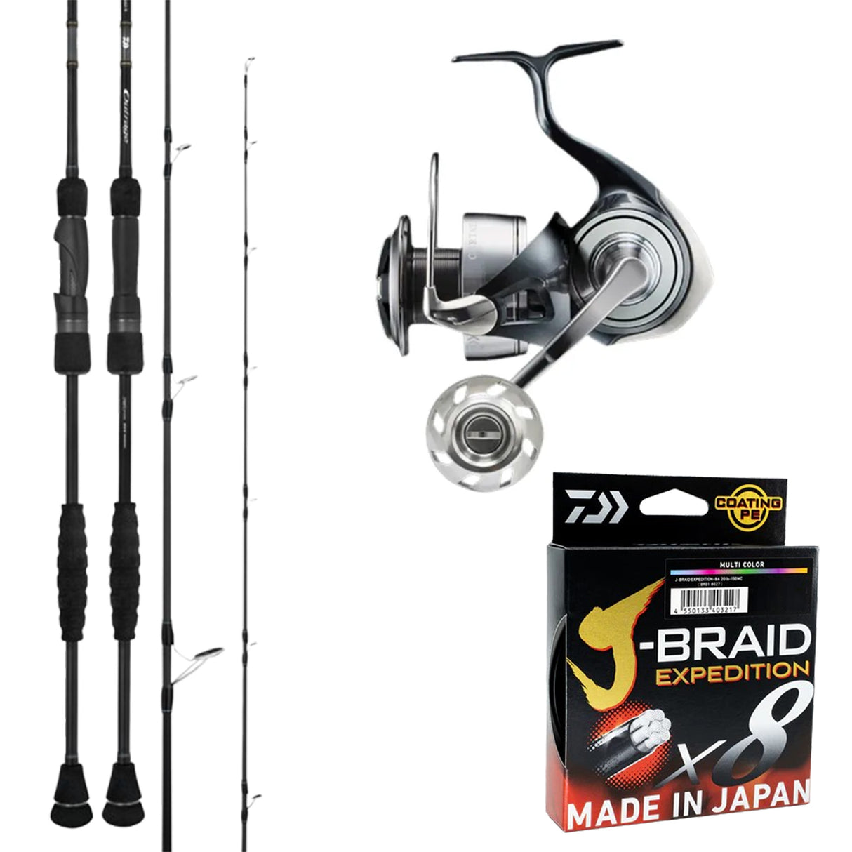 Daiwa 26 Outrage MX 6'2" pe4/ Daiwa 24 Certate LT 5000D-XH-ARK/ Daiwa J-Braid Expedition 40lb 300m - Multi-Colour
