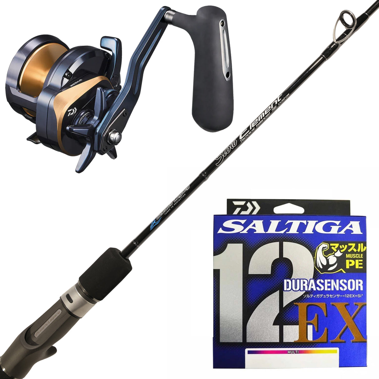 Oceans Legacy Slow Element Spiral 6'2" pe 4/ Daiwa 25 Saltiga 35/ Daiwa Saltiga 12 Braid 68lb pe 4.0 300m - Multi-colour