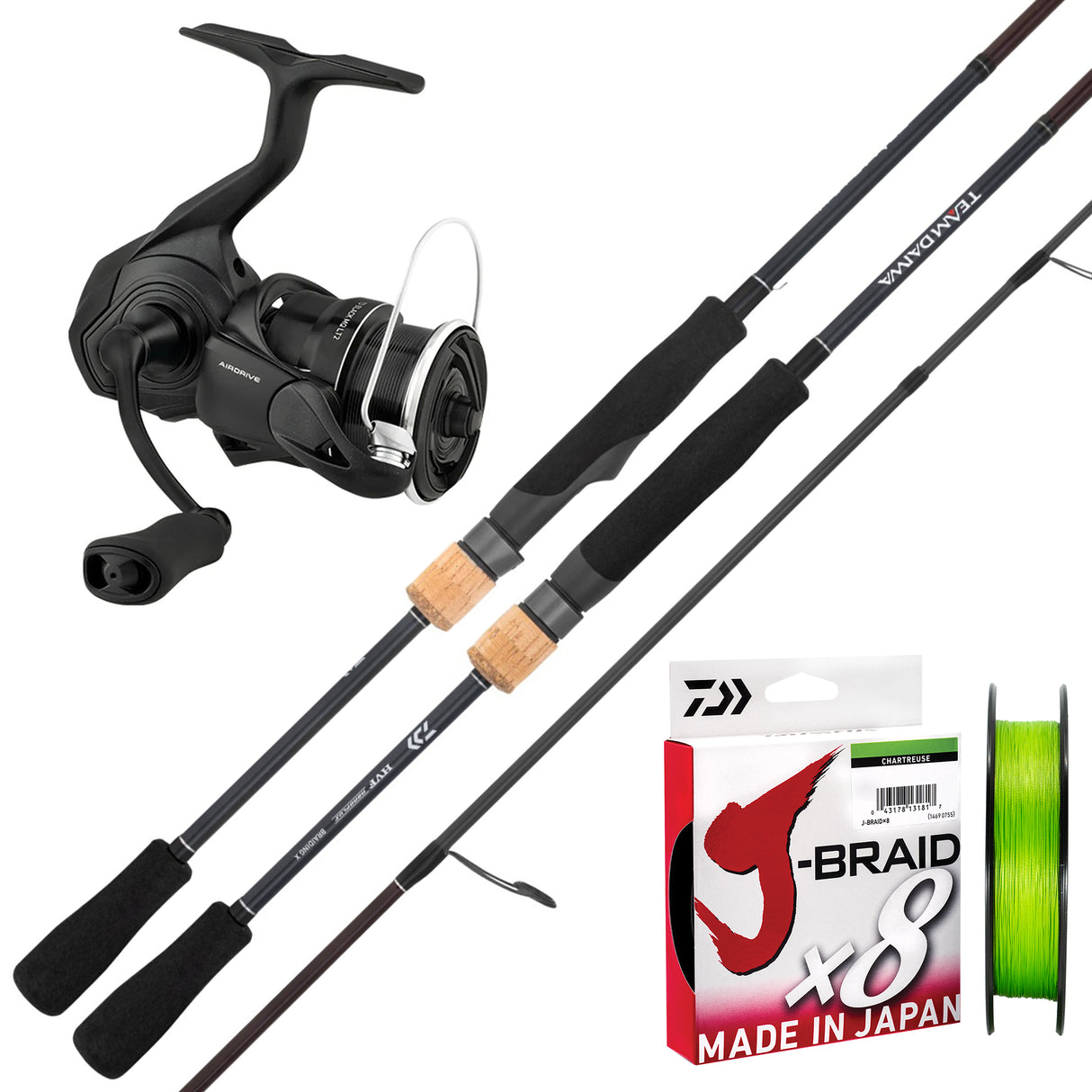 Daiwa 24 HTX 7'2" 1pc 5-9kg/ 24 TD Black 4000D/ Daiwa J-Braid 20lb 300m - Chartreuse