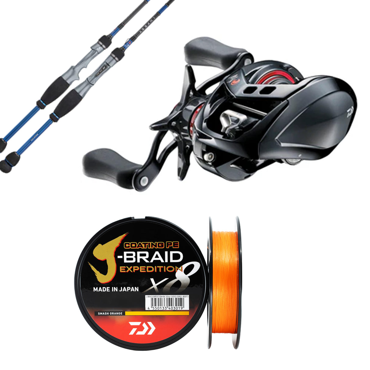 Daiwa 26 Infeet BF 7' 2pc (Butt Join)/ Daiwa Gekkabijin Air TW/ Daiwa J-Braid Expedition 0.6 8lb 150m - Orange