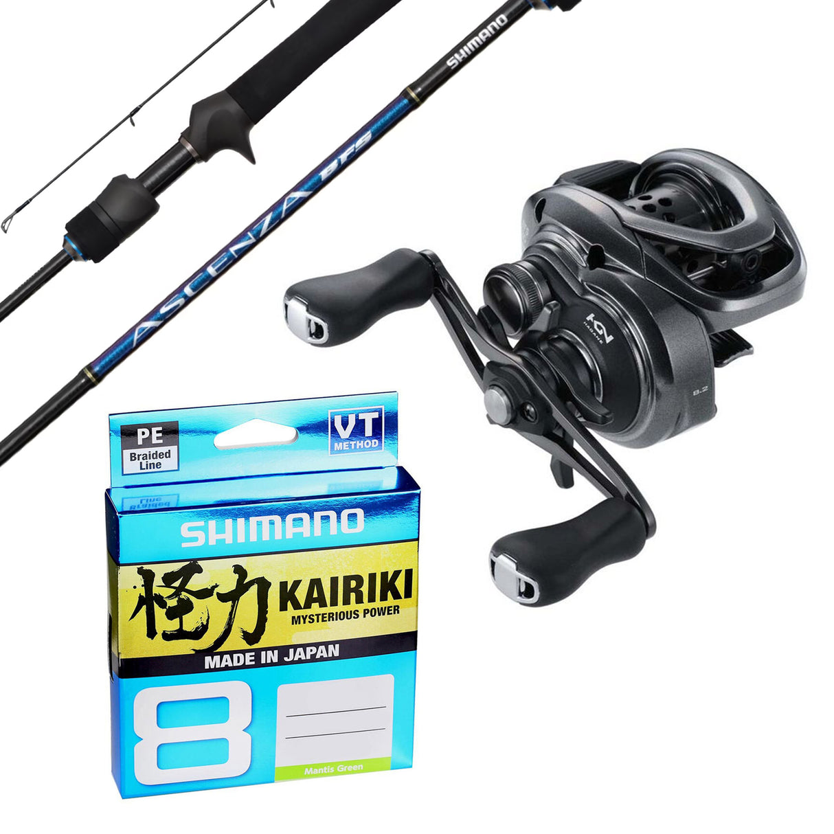 Shimano Ascenza BFS 7'3" 1-4kg/ Shimano 25 SLX BFS Right Hand/ Shimano Kairiki 6lb 150m Green