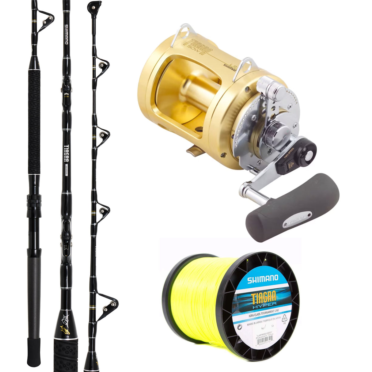 Shimano Tiagra 50WLRSA/Shimano 25 Tiagra Hyper 24kg Straight Butt/Shimano Tiagra Hyper 24kg 1000m - Yellow IGFA