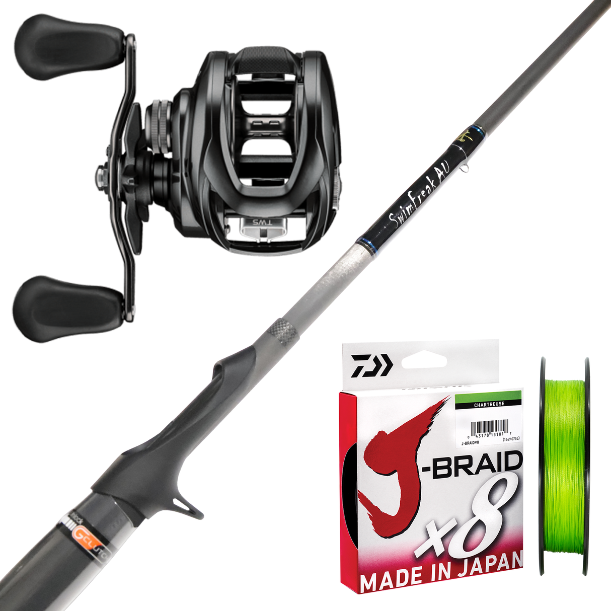 Millerods SwimFreak AU 7'8" 2pc (Butt Join) 6-12kg/ Daiwa Tatula TWS 300H/ Daiwa J-Braid 50lb 150m - Chartreuse