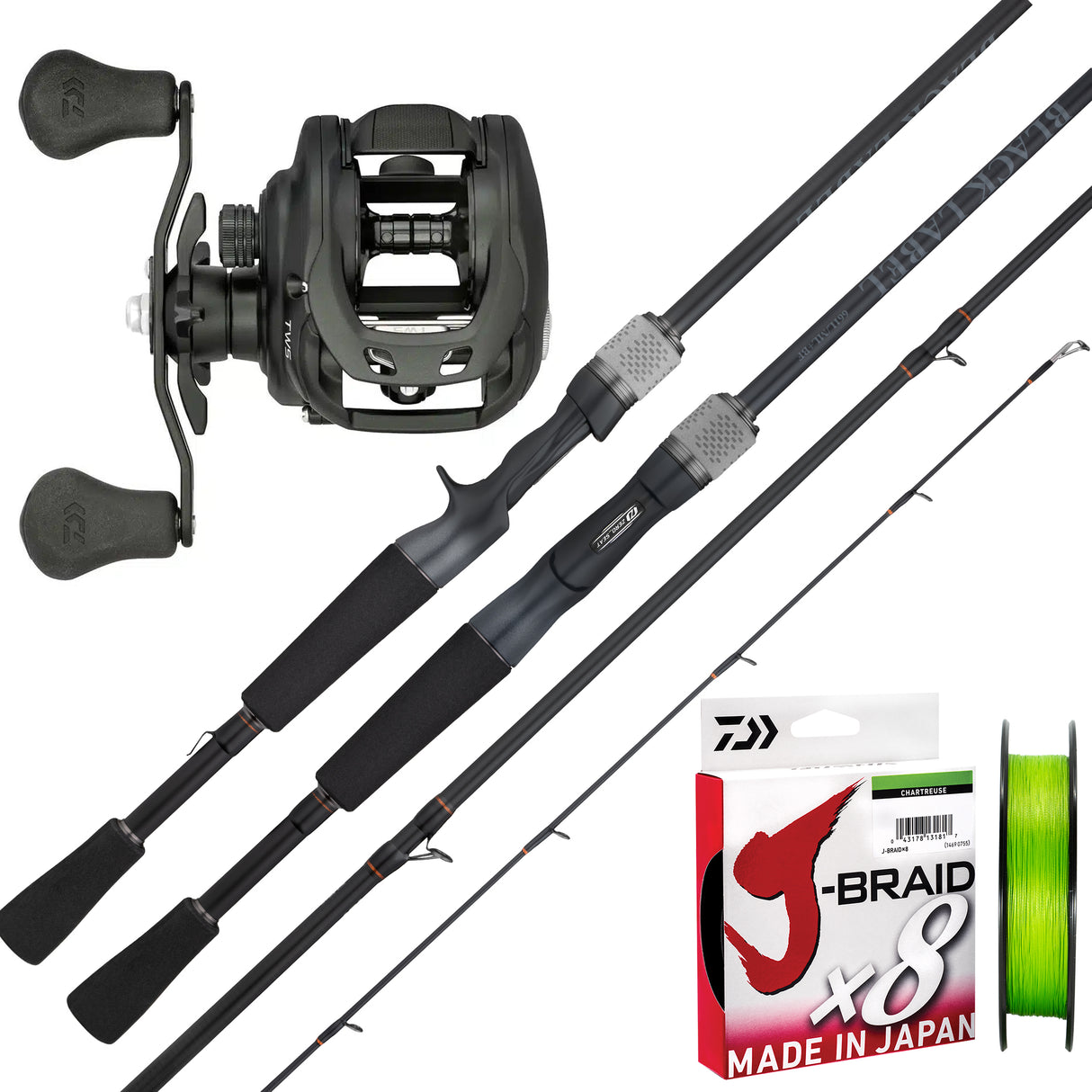 Daiwa 26 Black Label 7'3" 2pc 6-12kg/ Daiwa 25 Tatula TW 200H/ Daiwa J-Braid 30lb 150m - Chartreuse