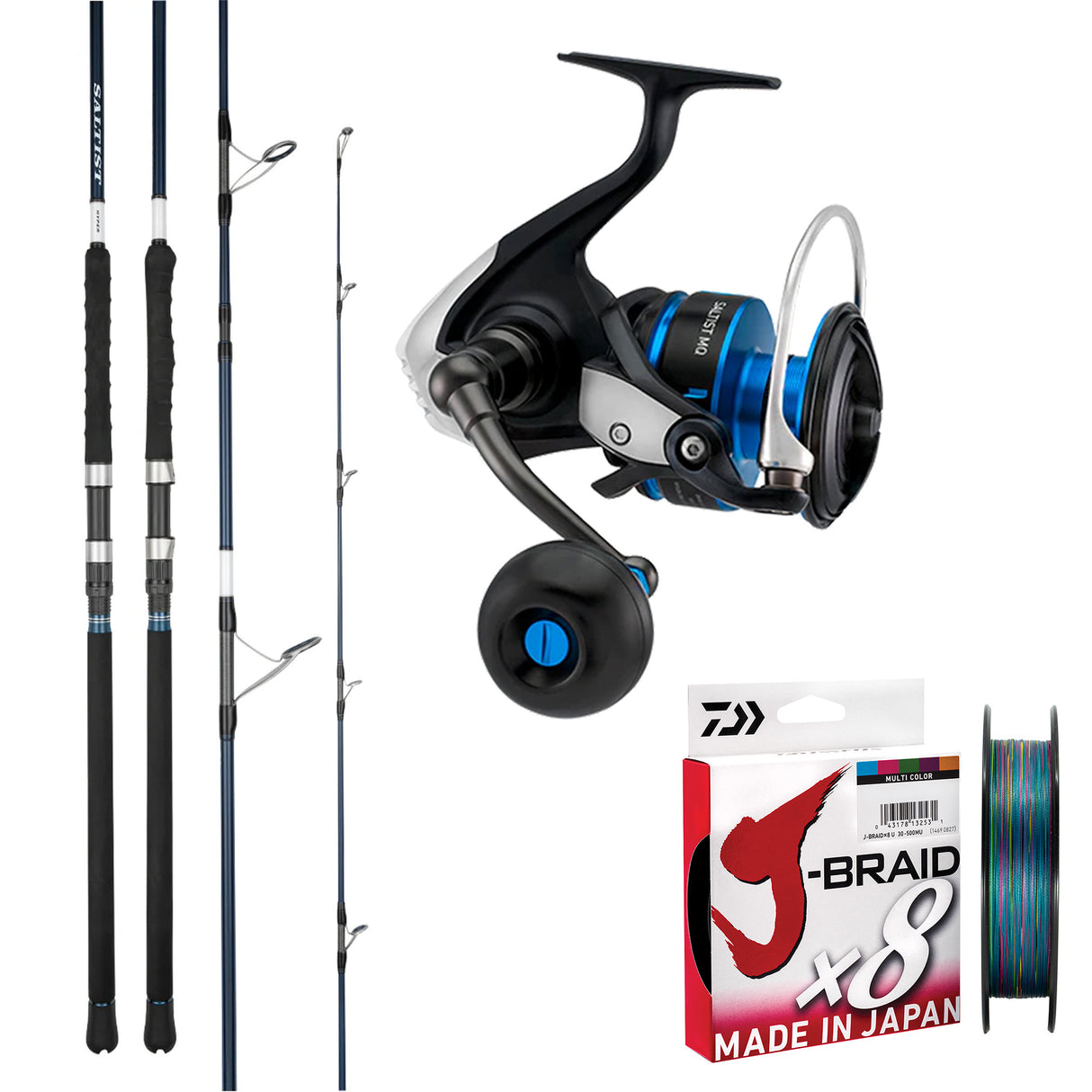Daiwa 21 Saltist MQ 6000D-H/Daiwa 26 Saltist Hyper 7'6" Pe3-4 LC/ Daiwa J-Braid 30lb 300m - Multicolour