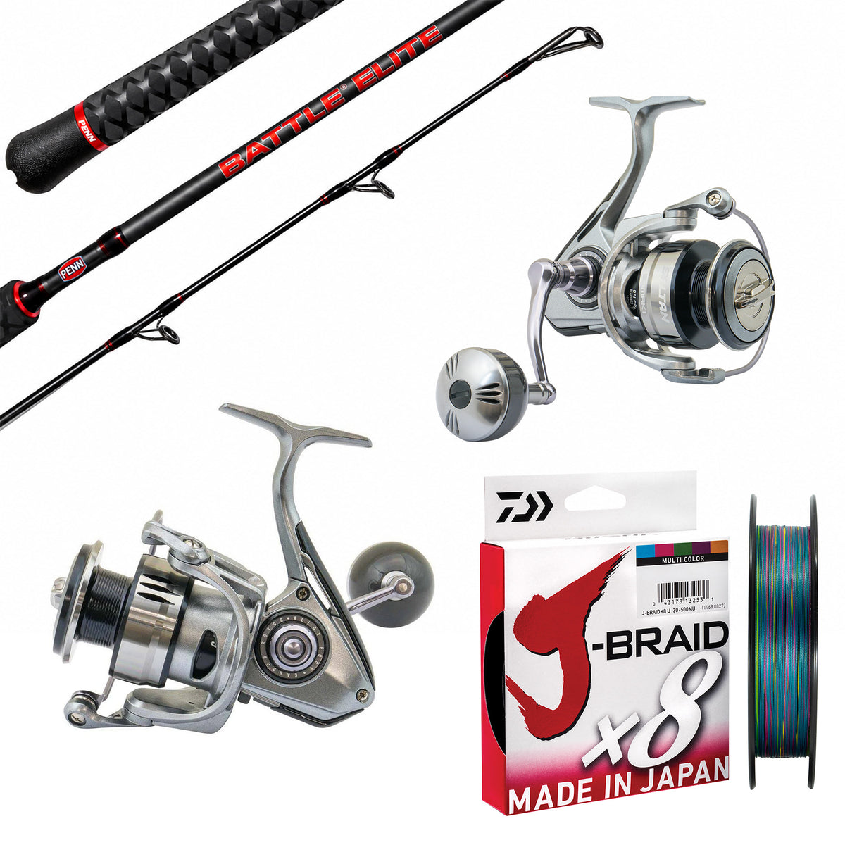 Samaki Saltan 5000/ Penn Battle Elite II 7'2" 1pc 4-8kg/ Daiwa J-Braid 20lb 300m - Multicolour