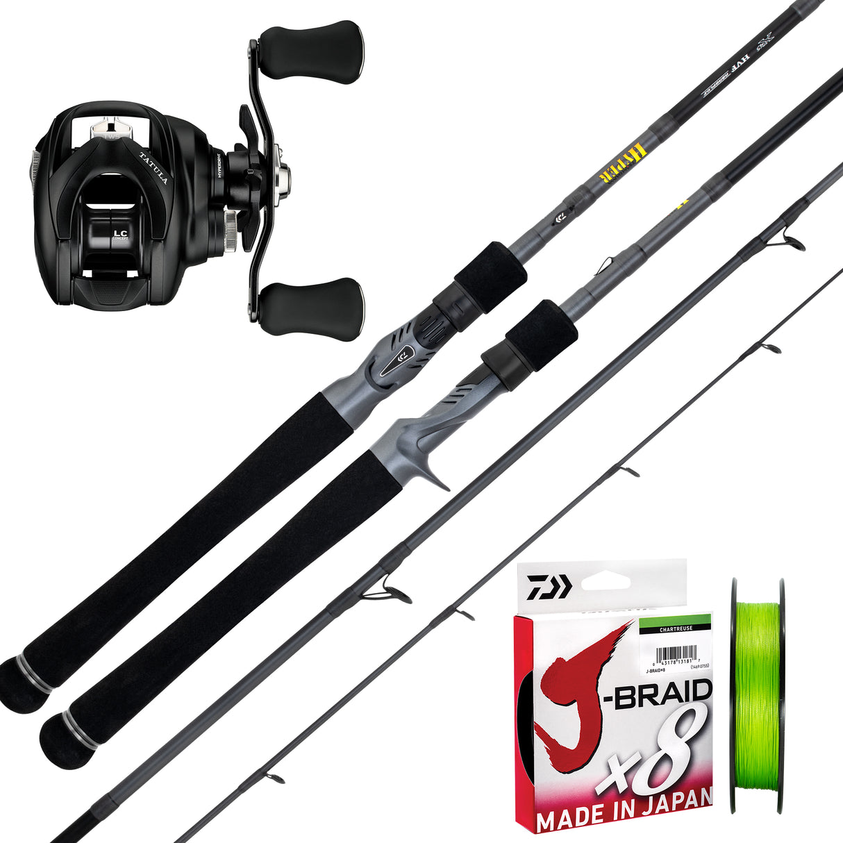 Daiwa 23 TD Hyper 6'4" 1pc 4-9kg/ Daiwa 25 Tatula TW 150H/ Daiwa J-Braid 30lb 150m - Chartreuse
