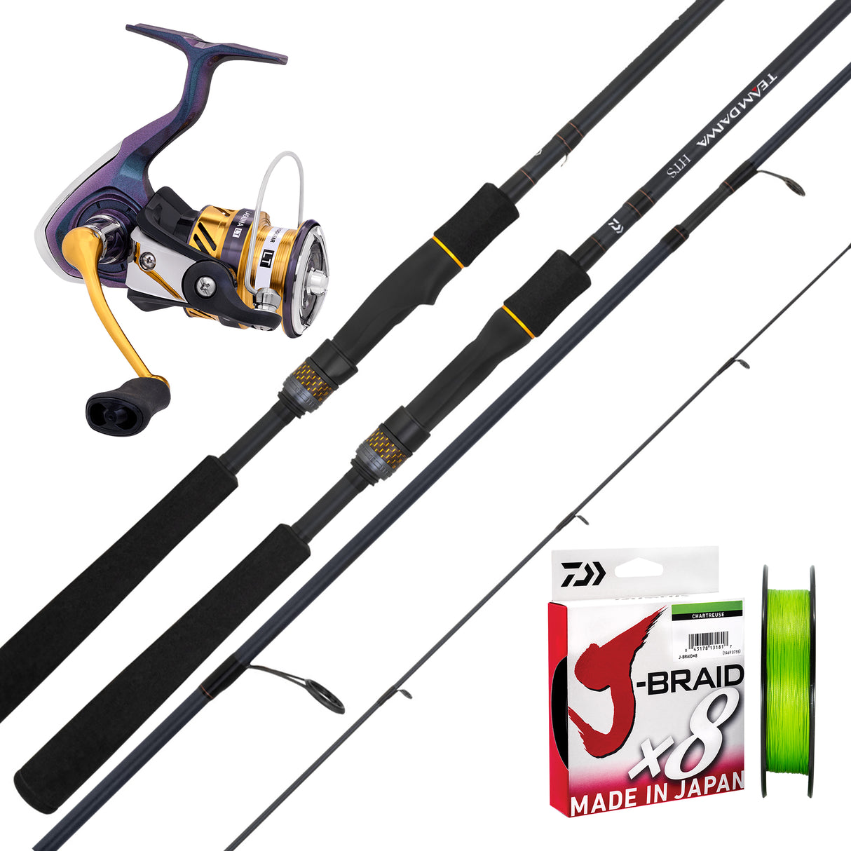 Daiwa 24 TD HTS 702ULFS 1-3kg/ Laguna LT 2000/ Daiwa J-Braid 6lb 150m - Chartreuse