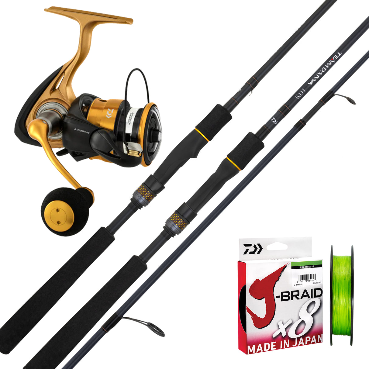 Daiwa 24 HTS 7' 2pc 5-9kg/ Daiwa 23 Aird 4000/ Daiwa J-Braid 20lb 300m - Chartreuse