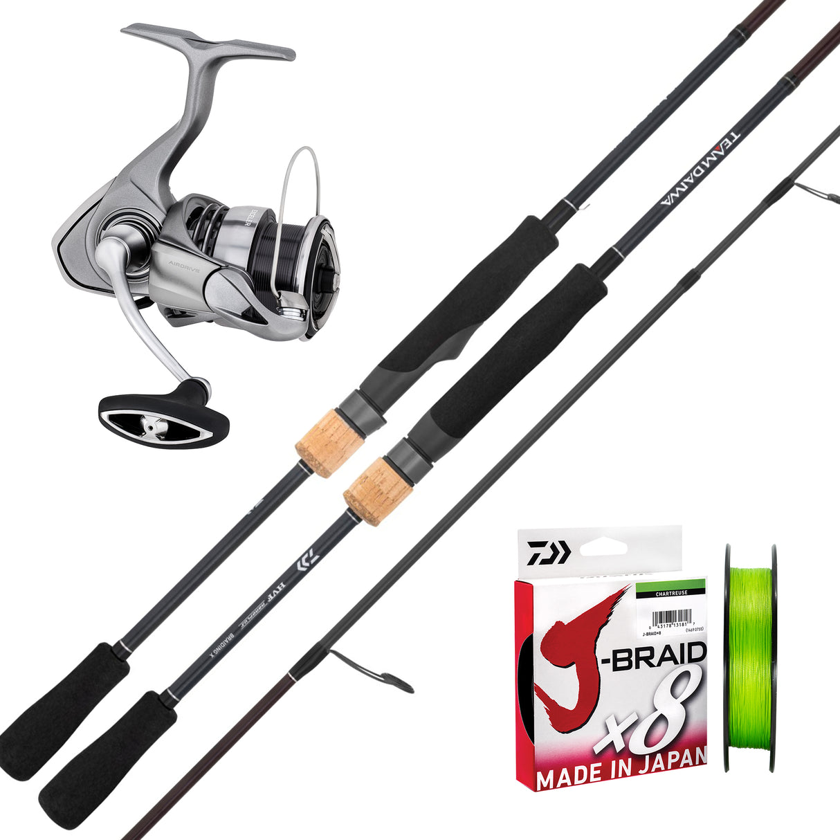 Daiwa HTX 6'10" 2pc ULFS 1-3kg/ 23 Exceler LT 2000D/ Daiwa J-Braid 6lb 150m - Chartreuse