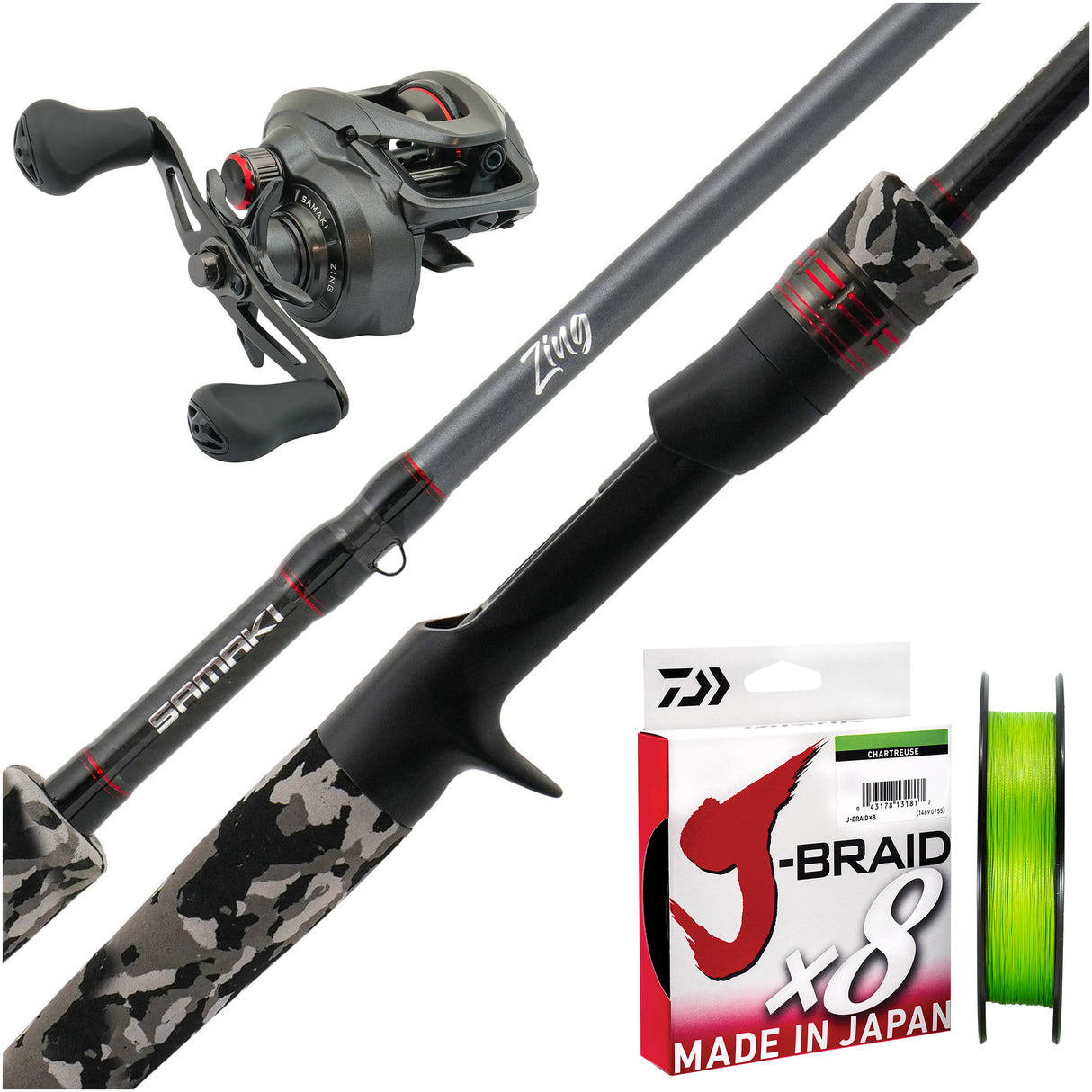 Samaki Zing G4 6'4" 1pc/Zing -100/ Daiwa J-Braid 10lb 150m - Chartreuse