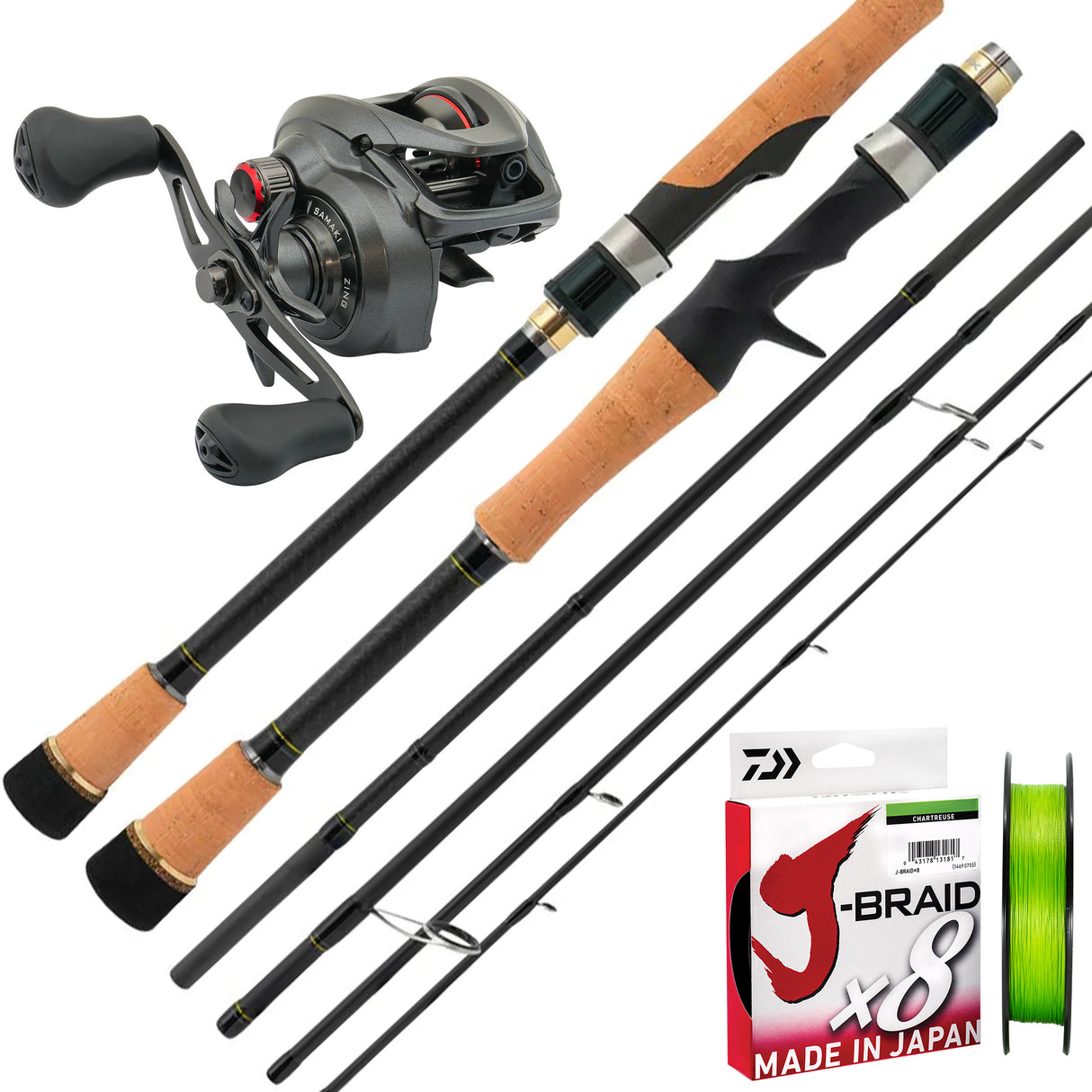 Samaki Vagabond Travel 6'8" 5pc 10-17lb/ Samaki Zing 200/ Daiwa J-Braid 30lb 150m - Chartreuse