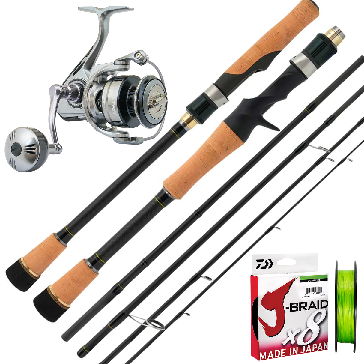 Samaki Saltan 5000/Samaki Vagabond Travel 7' 5pc 12-25lb/Daiwa J-Braid 20lb 300m - Multicolour
