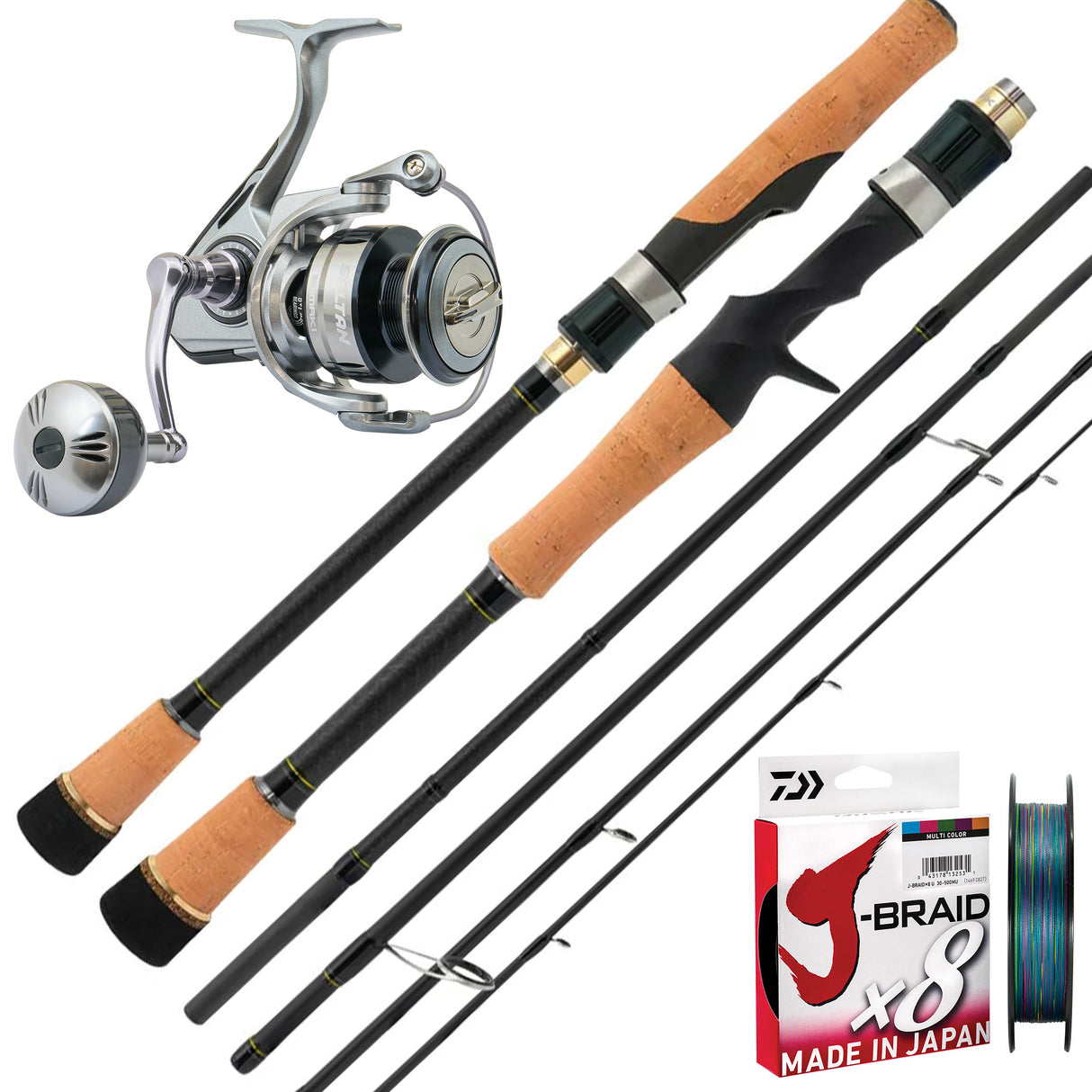 Samaki Vagabond Travel 7'6" 5pc 15-30lb/ Samaki Saltan Spin 5000/ Daiwa J-Braid 30lb 300m - Multicolour
