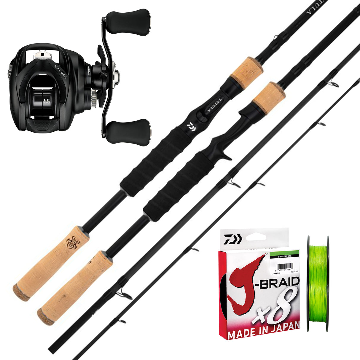 Daiwa 25 Tatula TW 150H/Daiwa 23 Tatula 7'2" 2pc 4-7kg/J-Braid 20lb 150m - Chartreuse