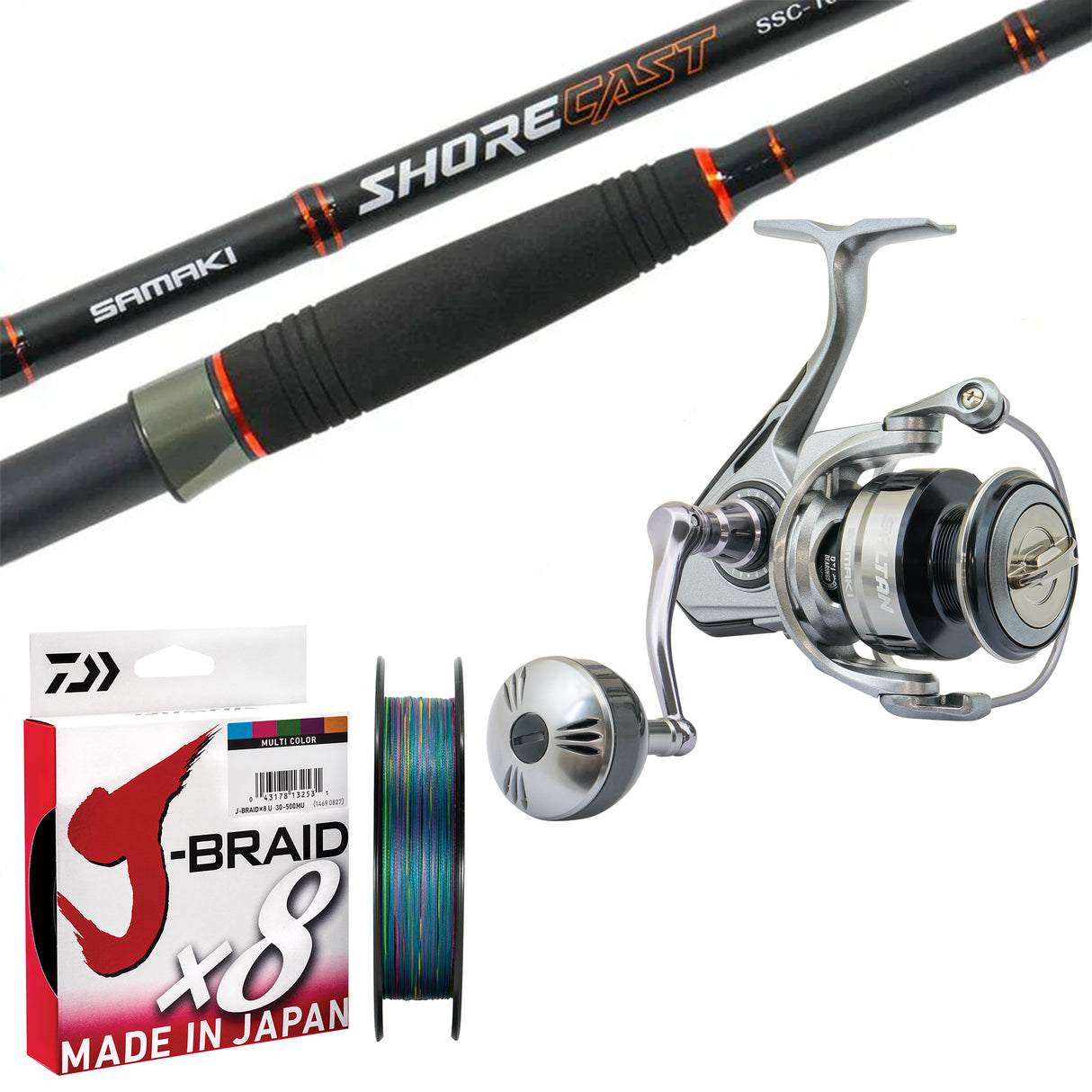 Samaki Shore Cast 10'6" 2pc 30-50lb/ Samaki Saltan 8000/ Daiwa J-Braid 50lb 300m - Multicolour