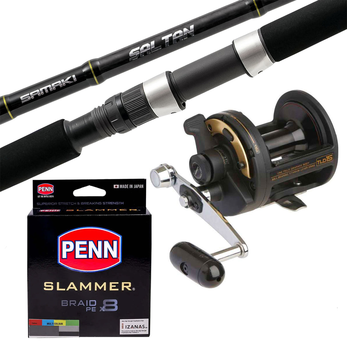 Shimano TLD 15/Samaki Saltan 6'6" 1pc 20-40lb/Penn Slammer 30lb 400m - Multicolour