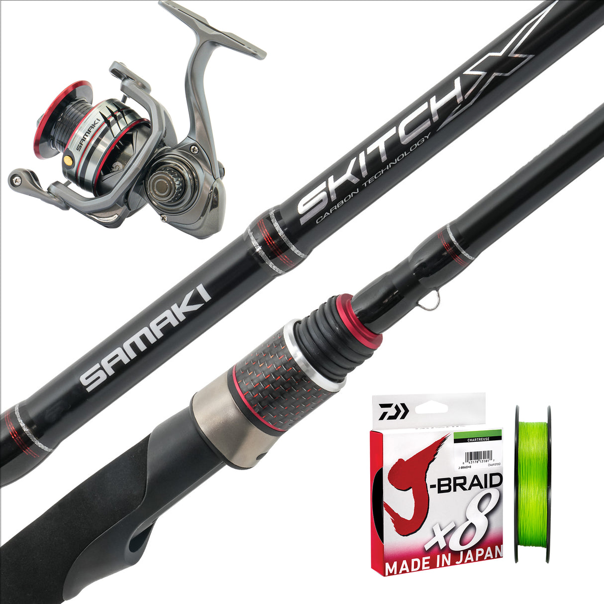 Samaki Skitch 7ft 2pc 4-8lb/ Sora 2000/ Daiwa J-Braid 6lb 150m - Chartreuse