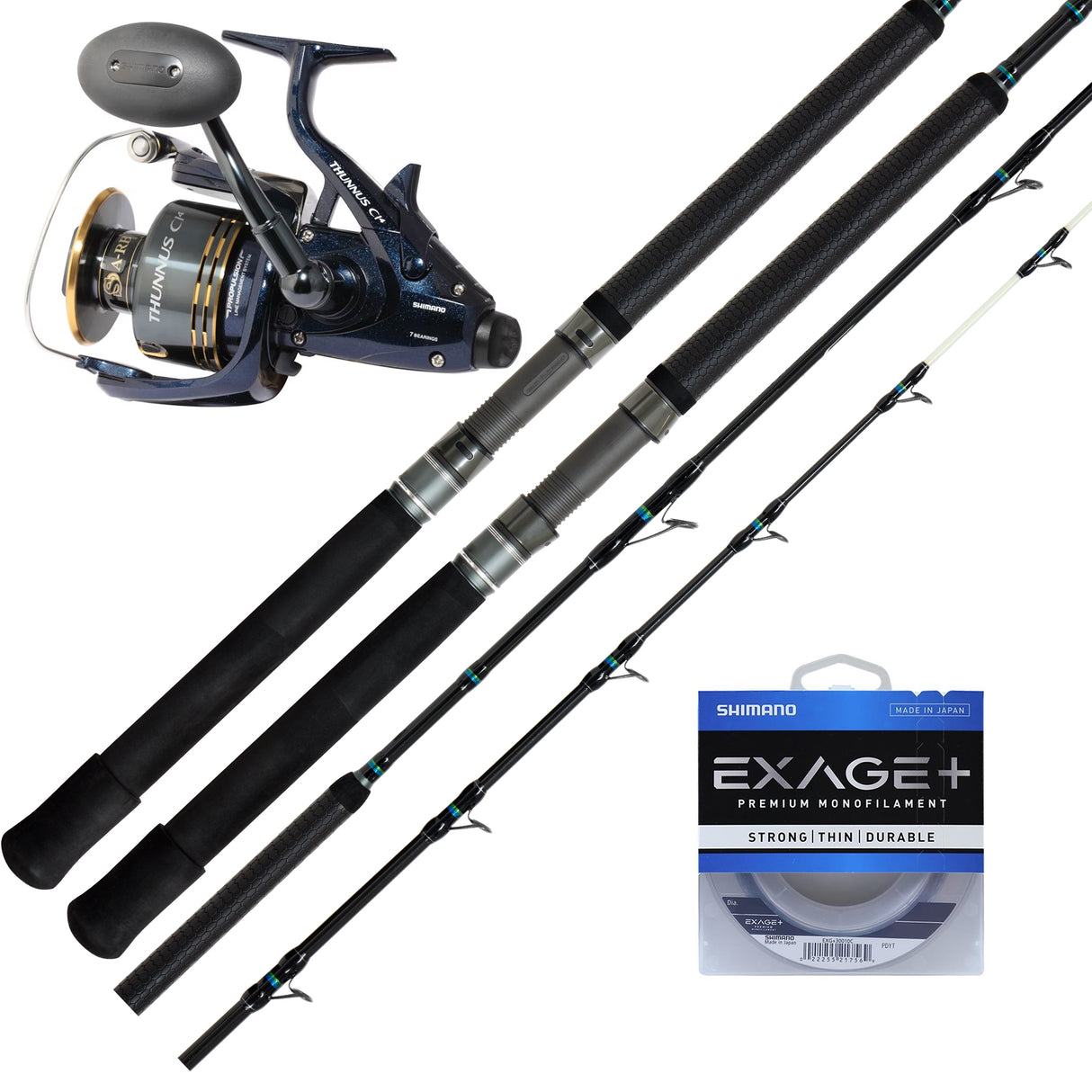 Shimano Hydra 7'2" 1pc 8-15kg/ Shimano Thunnus C-I4 8000/ Shimano Exage Mono 30lb 300m