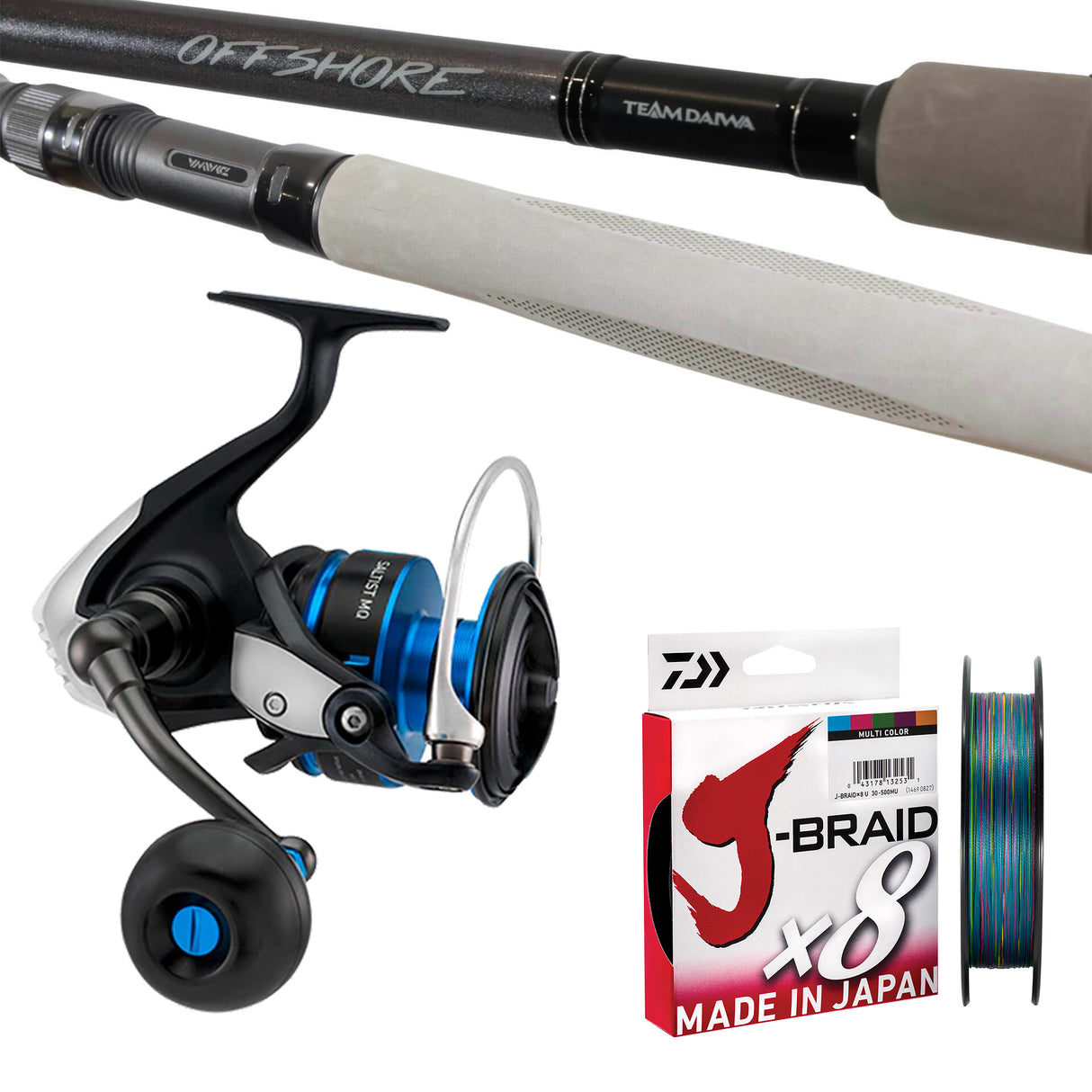 Daiwa TD Offshore 9' 2pc pe 3-5/ Daiwa 21 Saltist MQ 8000-H/ Daiwa J-Braid 40lb 300m - Multicolour