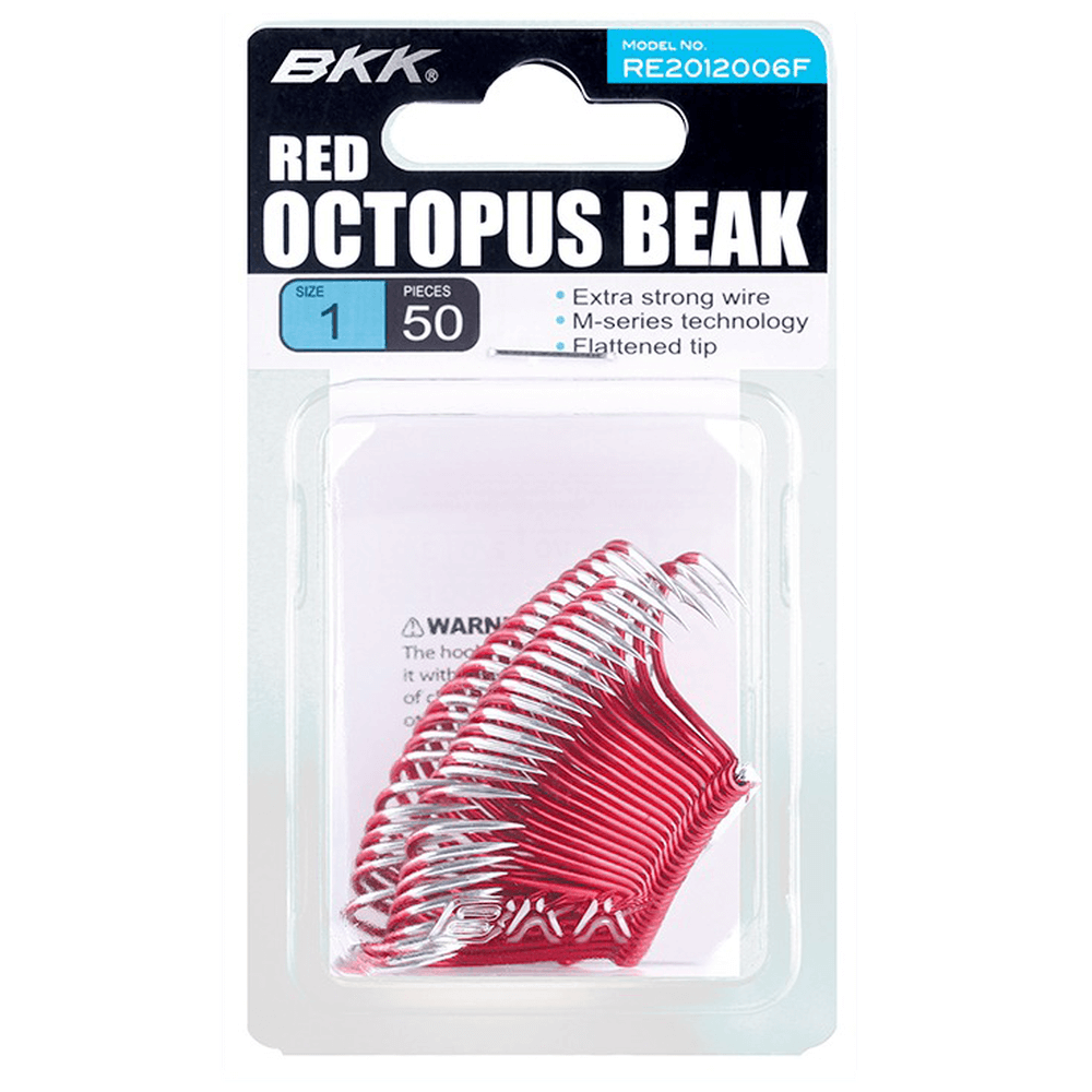 BKK Red Octopus Beak Hooks - 50 Pack