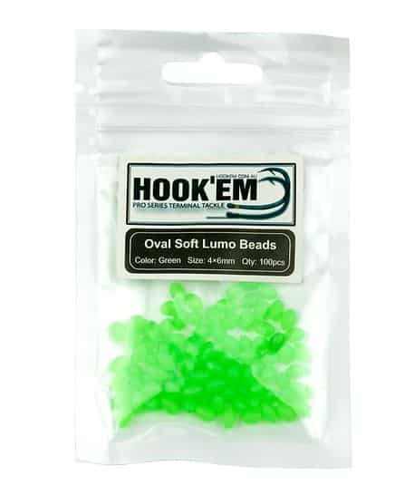 Hook Em Oval Lumo Beads 50pc Green