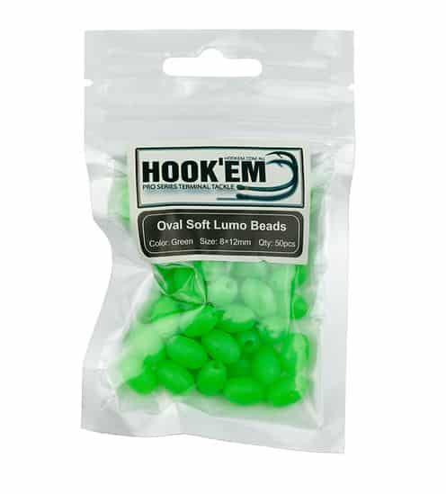 Hook Em Oval Lumo Beads 50pc Green