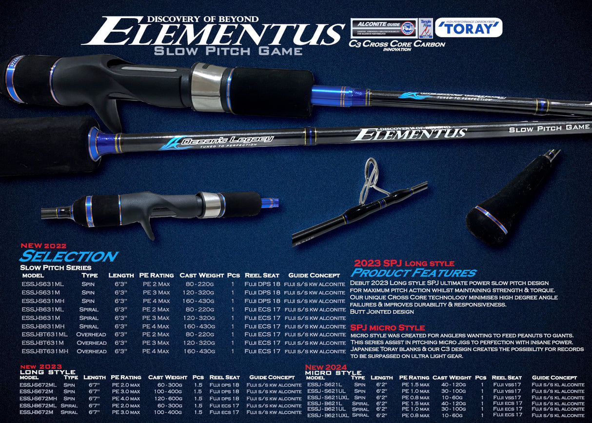 Ocean’s Legacy Elementus Slow Pitch Spin Rod – Micro Style
