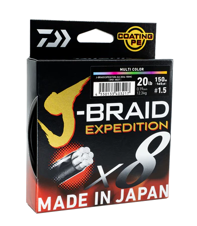 Daiwa J-Braid Expedition Multi Colour - Bulk Braid Spooling (sold in increments of 100 Metres)