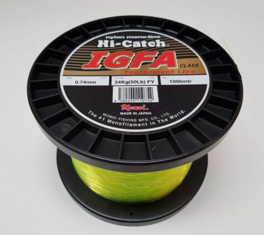 Shimano 23 Backbone Elite 24kg Roller Tip/ Shimano TLD 2 Speed 50A/ Momoi Hi-Catch Nylon IGFA 24kg 1000m - Fluoro Yellow