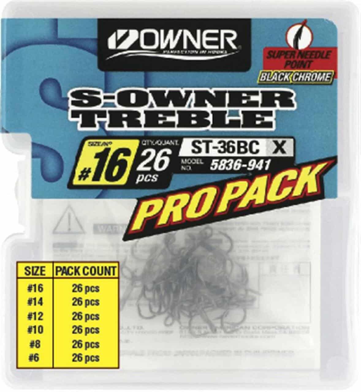 Owner ST36BC Pro Pack Treble Hooks