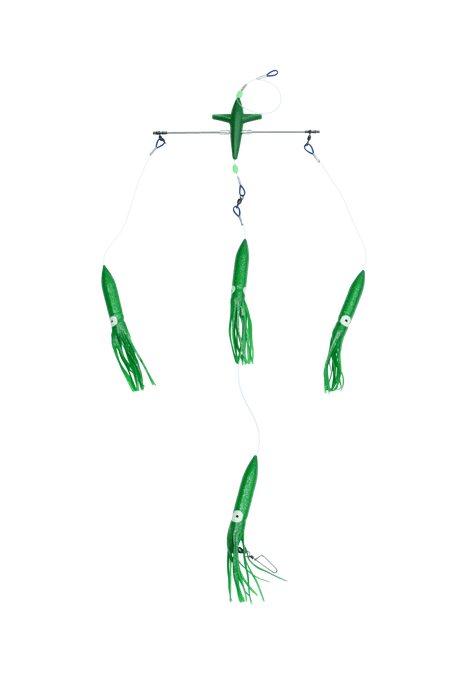 Black Pete 12in Titanium Bird Spreader Bar With Bulb Squid