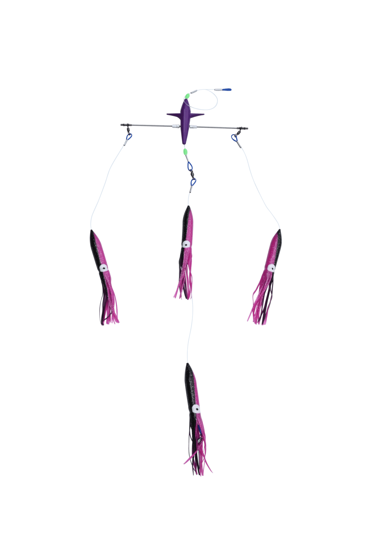 Black Pete 12in Titanium Bird Spreader Bar With Bulb Squid