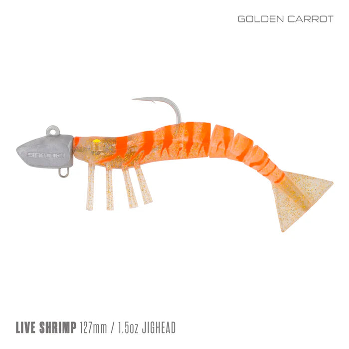 Samaki Live Shrimp Jighead Multipack 127mm 1.5oz Rigged Soft Plastic
