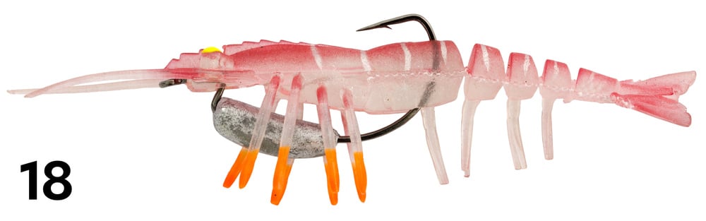 Zerek Live Shrimp Hot Legs 3in Rigged Plastic
