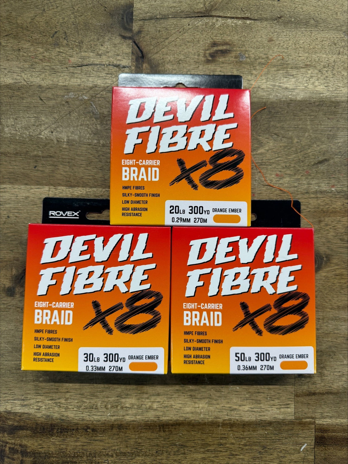 Rovex Devil Fibre - 8 Strand 300 Metre Braid Pack