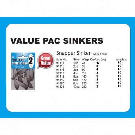 Viva Snapper Lead Sinkers - Value Pack