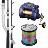 Daiwa Seapower 1200/ Daiwa Saltist Dendoh Rod 6'4"HT 80-200lb (Swivel Tip)/ Daiwa J-Braid 80lb Bulk Spooling - Multicolour