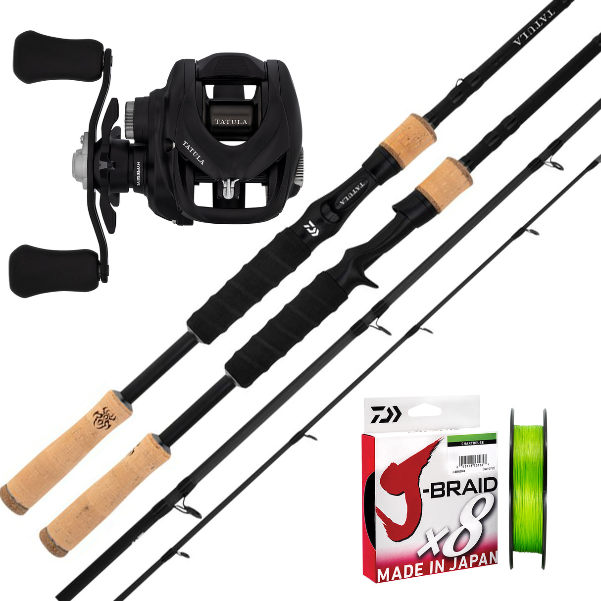 Daiwa 23 Tatula 7'2pc MLFB 3-6kg/ 23 Tatula TW 100/ J-Braid 15lb 150m - Chartreuse
