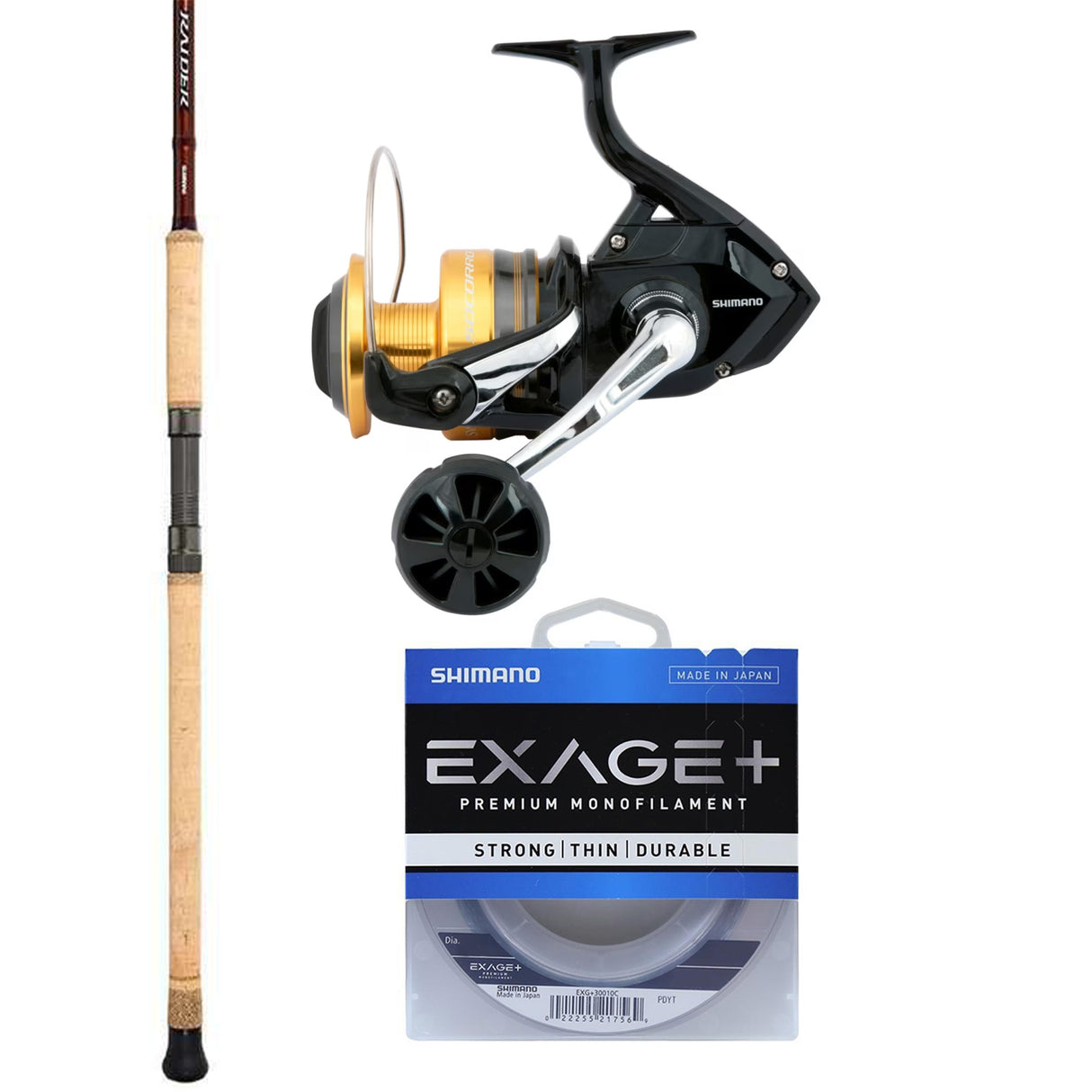 Shimano Socorro SW Reel 8000/Shimano Raider 12' 2pc 4-8kg/ Shimano Exage Mono 20lb - 300m