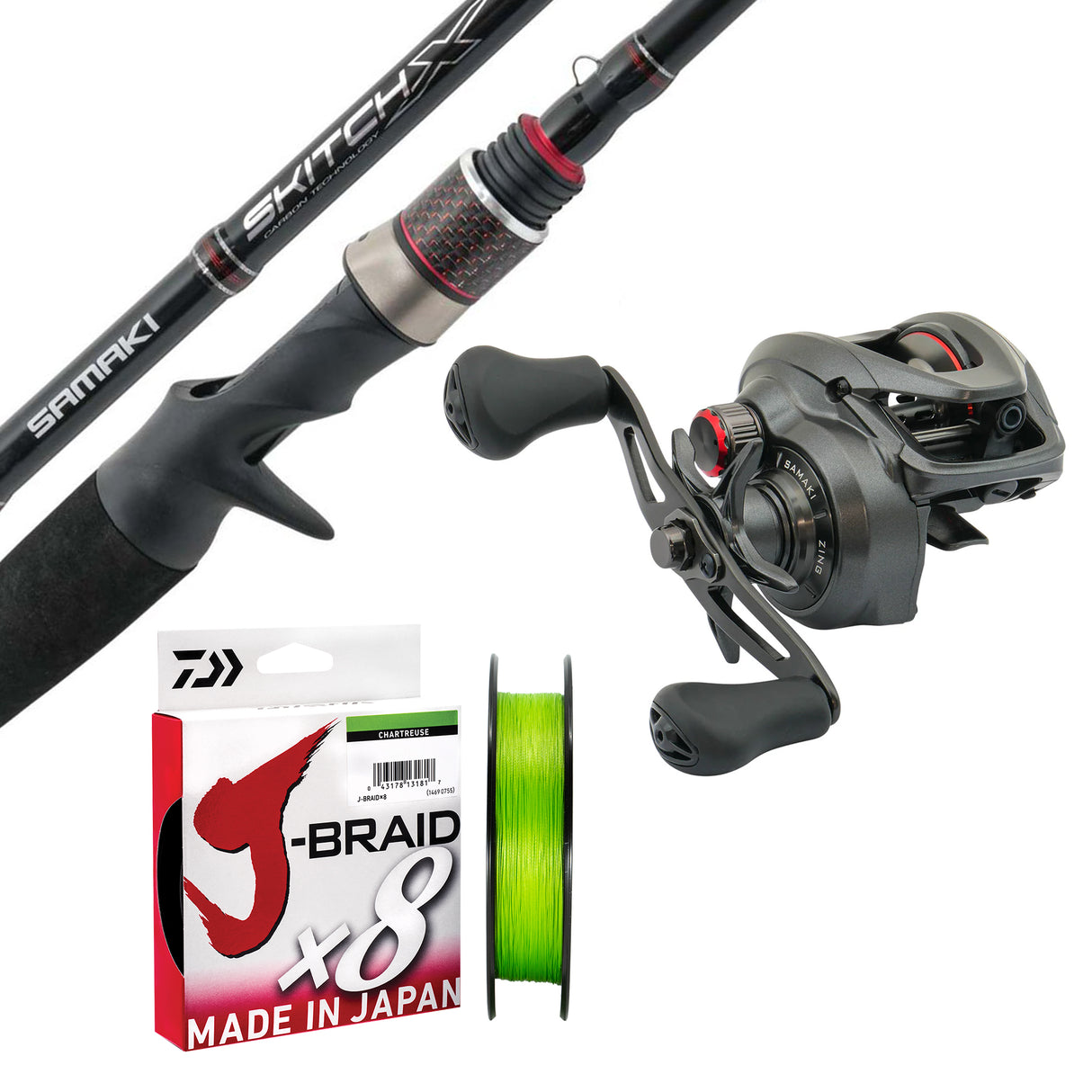 Samaki Skitch X 6'1pc 6-12lb /Zing -100/ Daiwa J-Braid 10lb 150m - Chartreuse