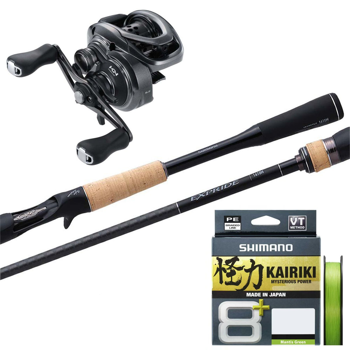 Shimano 25 SLX BFS XG/Shimano Expride 6'3" 6-12lb 2pc LBFS/Shimano Kairiki 8+ 150m - Mantis Green