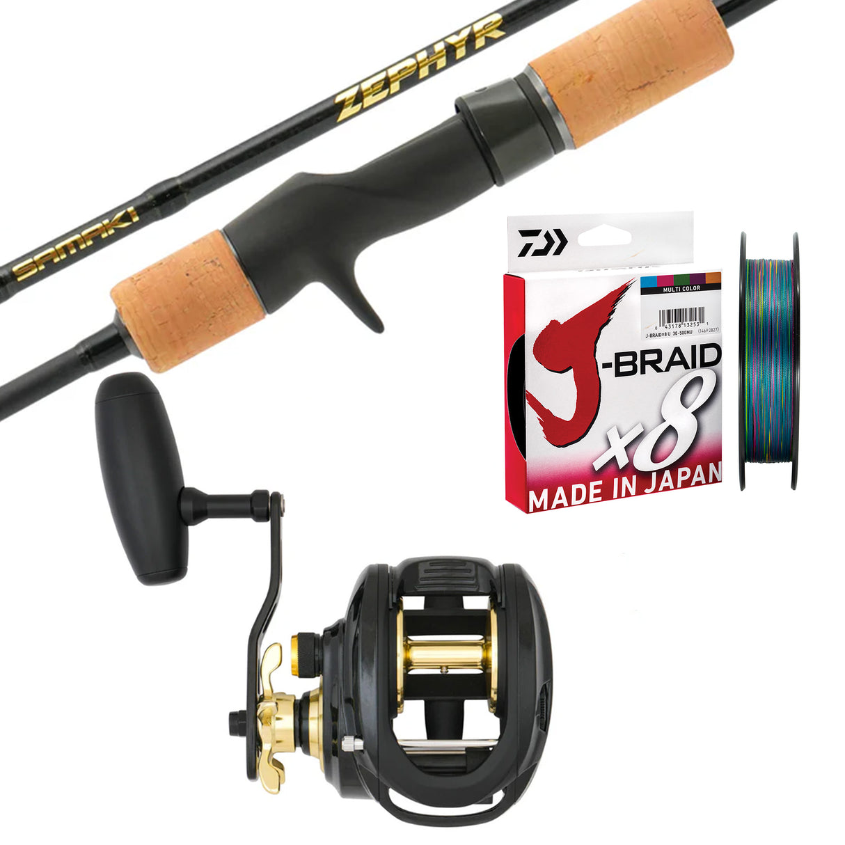 Samaki Zephyr 6'2" 1pc Pe5/ Samaki Zephyr HD 400H-P/ Daiwa J-Braid 50lb 300m - Multicolour